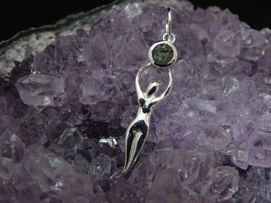 Pendentif Moldavite Argent 925 - Pendentifs - Colibri Minéraux et Bien-être