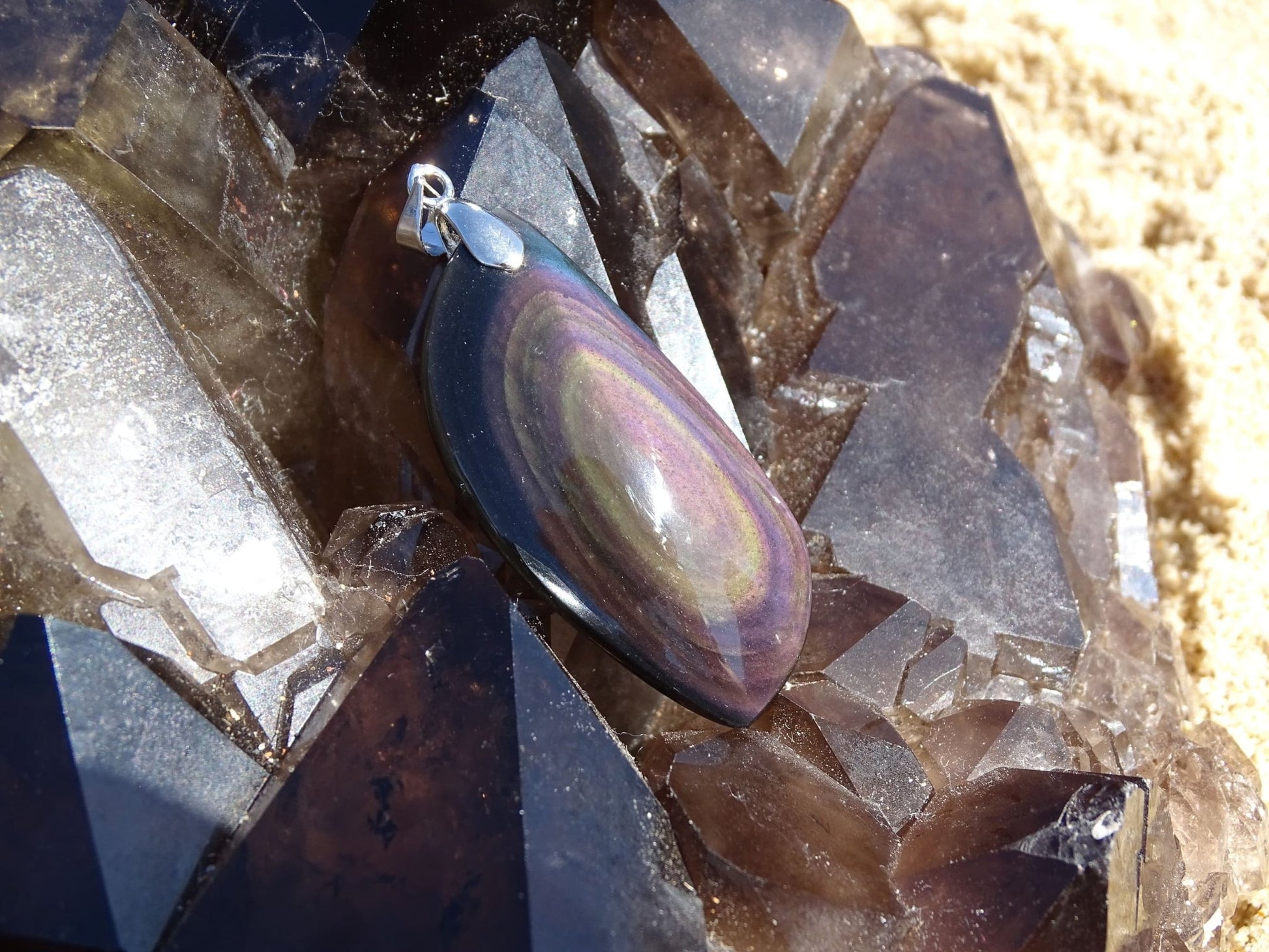 Pendentif Obsidienne Arc-en-Ciel Oeil Céleste - Pendentifs - Colibri Minéraux et Bien-être