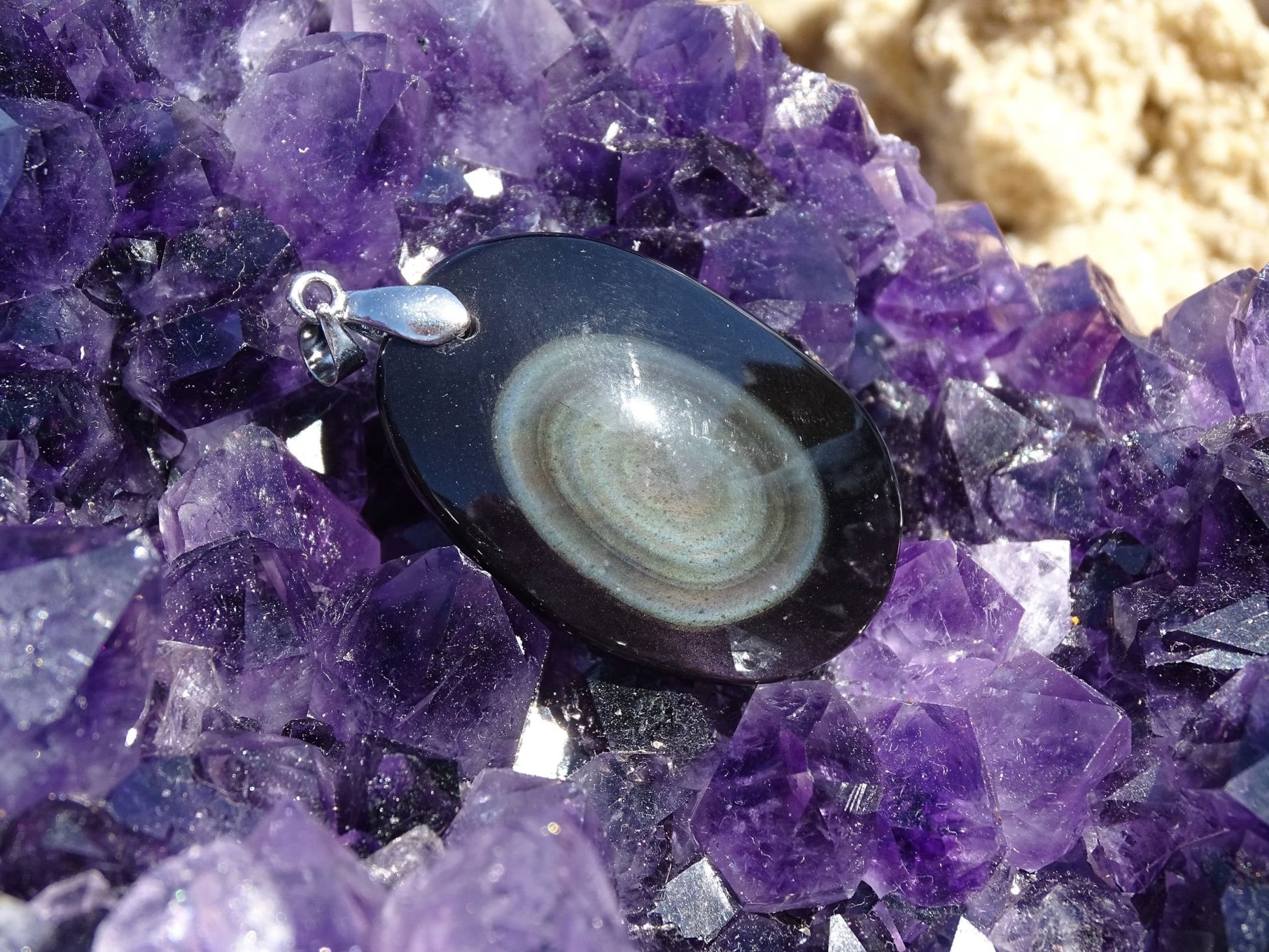 Pendentif Obsidienne Arc-en-Ciel Oeil Céleste - Pendentifs - Colibri Minéraux et Bien-être