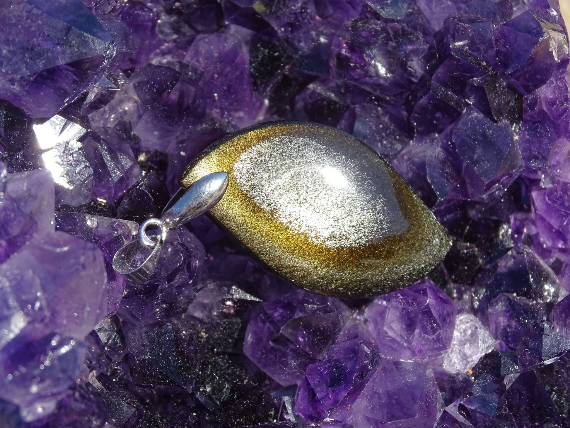 Pendentif Obsidienne Dorée - Pendentifs - Colibri Minéraux et Bien-être