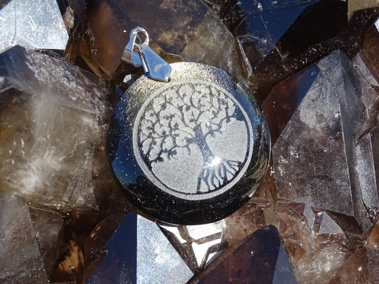 Pendentif Obsidienne Dorée Arbre de Vie - Pendentifs - Colibri Minéraux et Bien-être