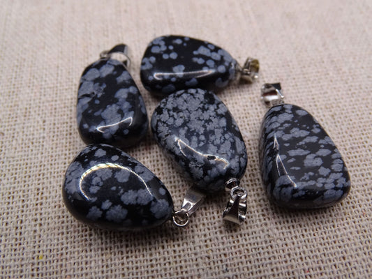 Pendentif Obsidienne Flocon de Neige - Pendentifs - Colibri Minéraux et Bien-être