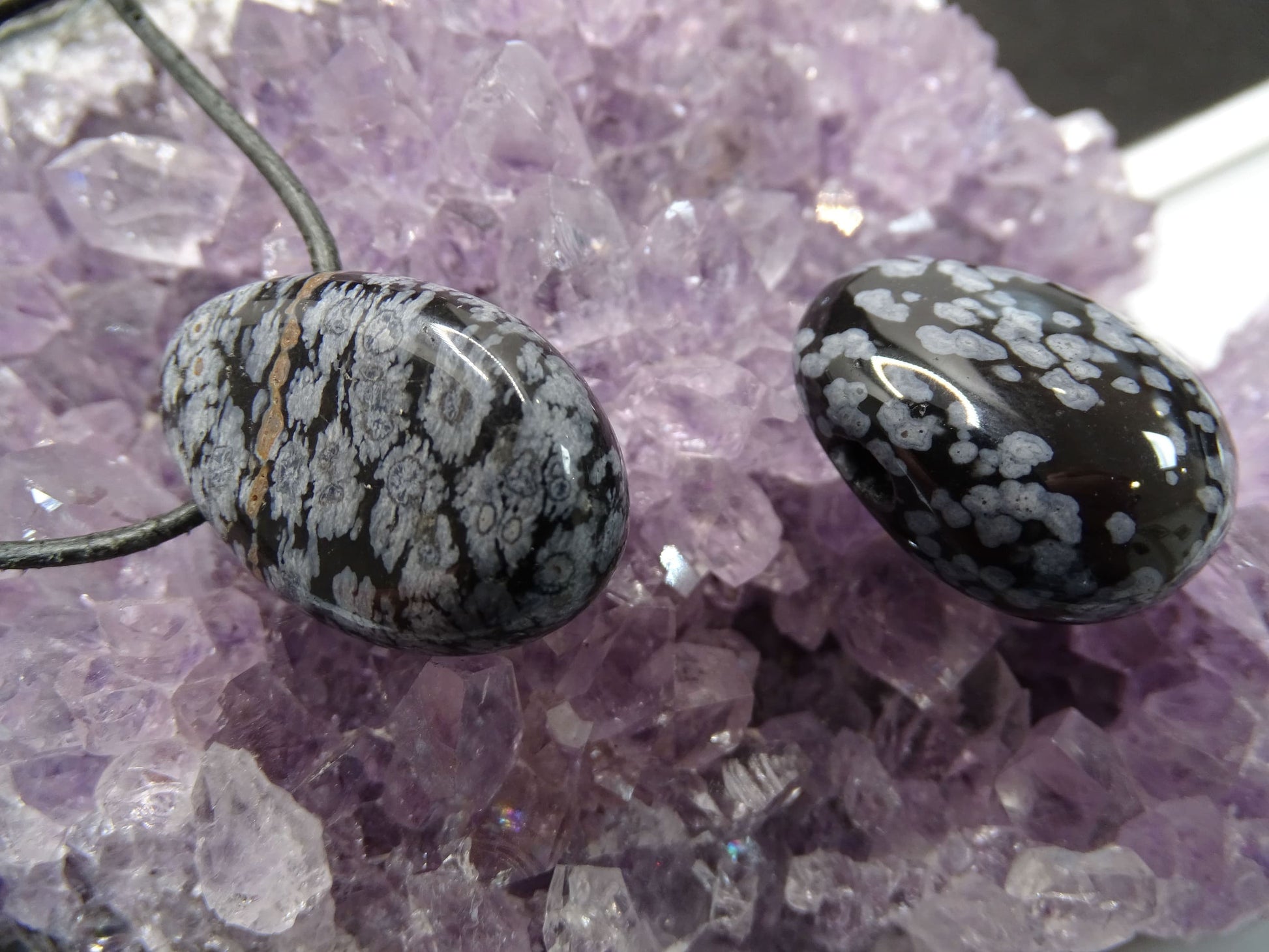 Pendentif Obsidienne Flocon de Neige - Pendentifs - Colibri Minéraux et Bien-être