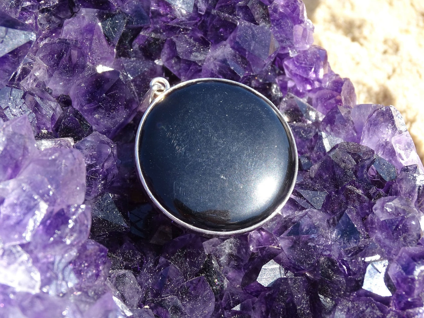 Pendentif Obsidienne Miroir argent 925 - Pendentifs - Colibri Minéraux et Bien-être