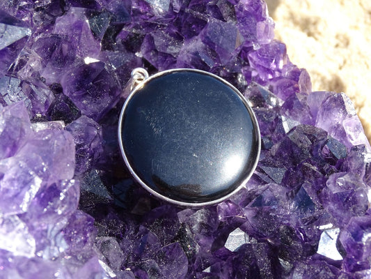 Pendentif Obsidienne Miroir argent 925 - Pendentifs - Colibri Minéraux et Bien-être