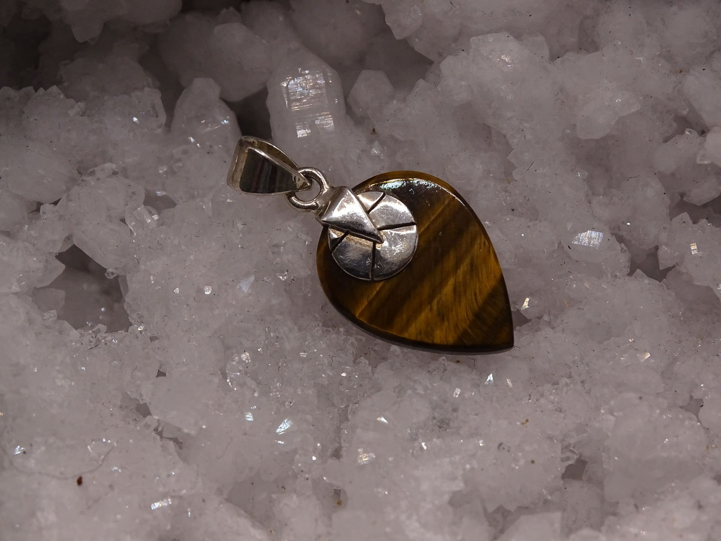 Pendentif Oeil de Tigre Argent 925 - Pendentifs - Colibri Minéraux et Bien-être