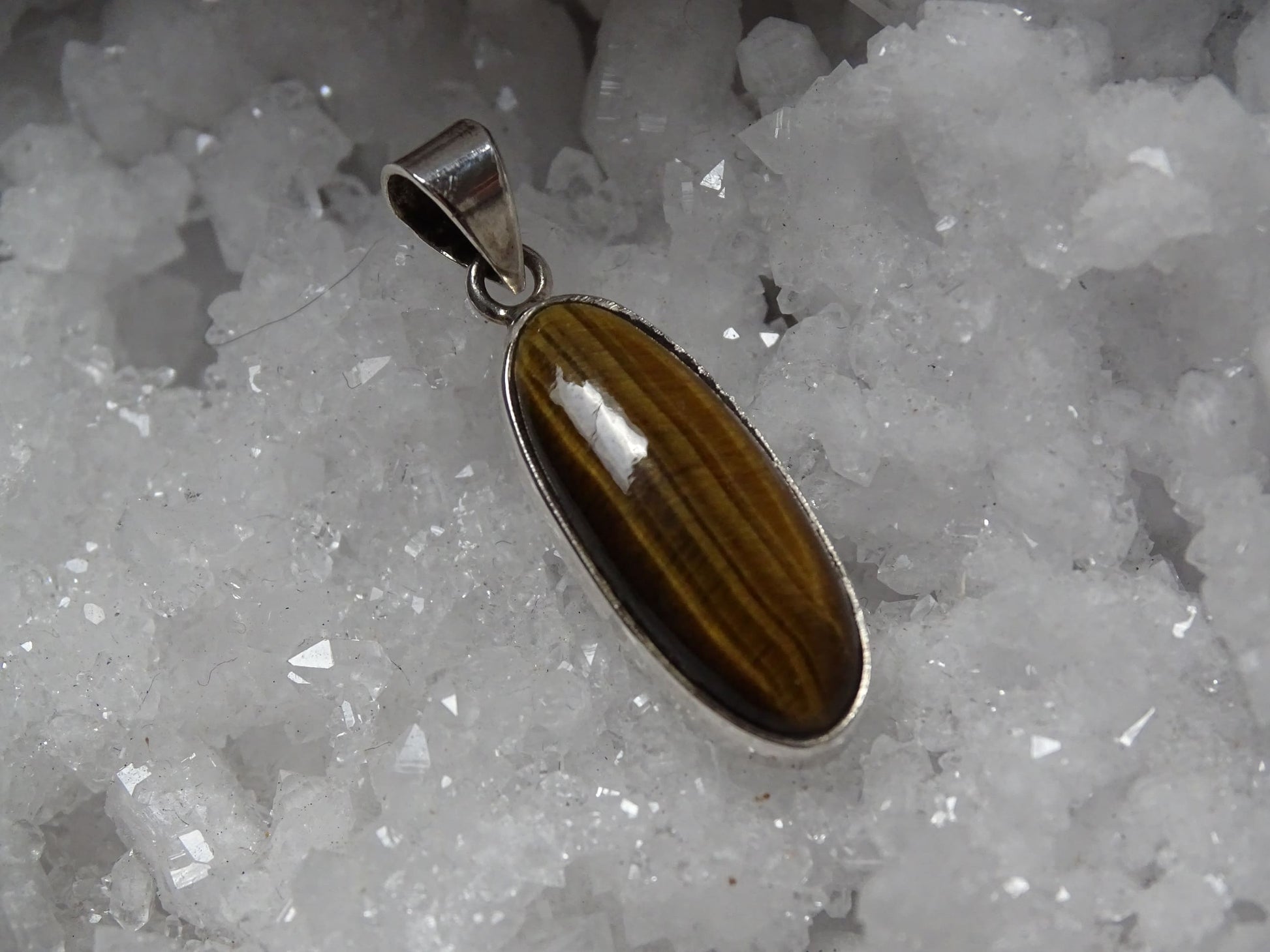 Pendentif Oeil de Tigre Argent 925 - Pendentifs - Colibri Minéraux et Bien-être