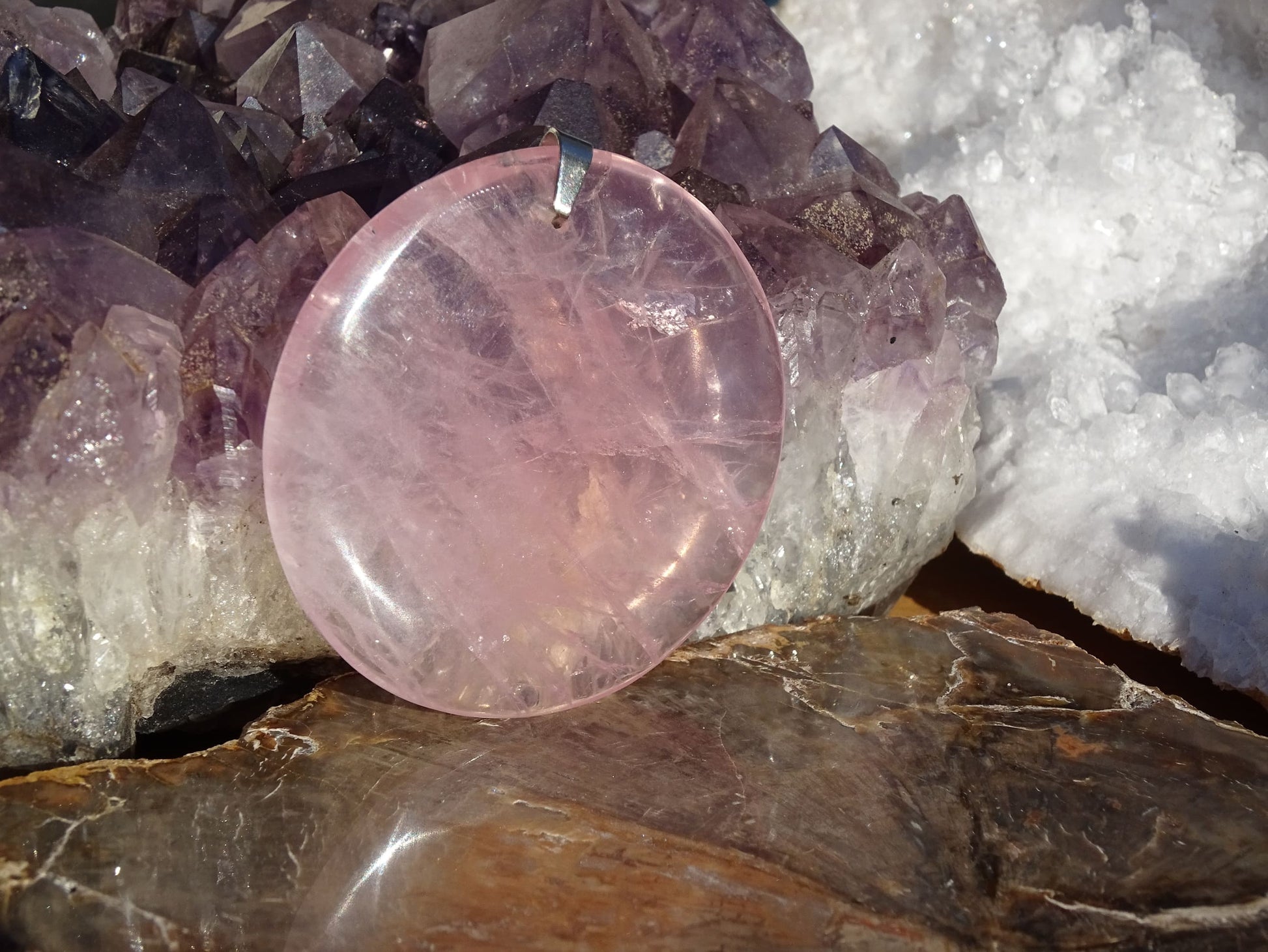 Pendentif Quartz Rose - Pendentifs - Colibri Minéraux et Bien-être