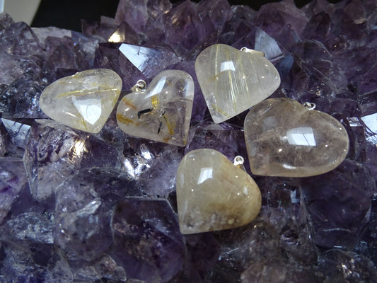 Pendentif Quartz Rutile Coeur - Pendentifs - Colibri Minéraux et Bien-être