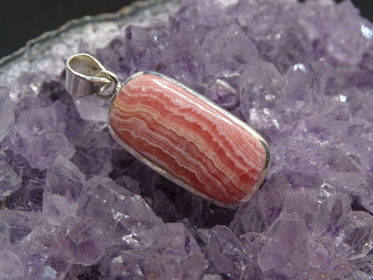 Pendentif Rhodochrosite Argent 925 - Pendentifs - Colibri Minéraux et Bien-être