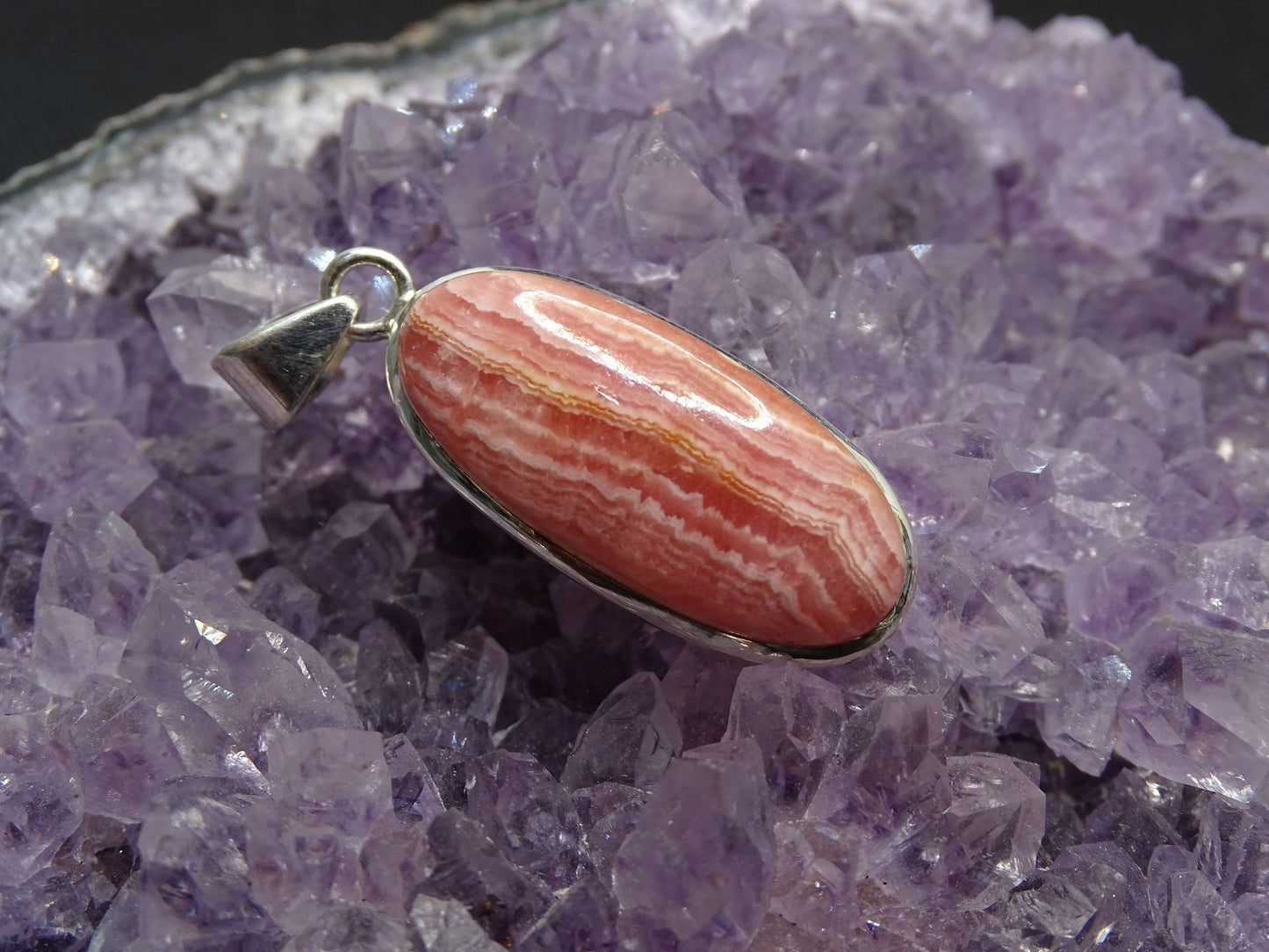 Pendentif Rhodochrosite Argent 925 - Pendentifs - Colibri Minéraux et Bien-être