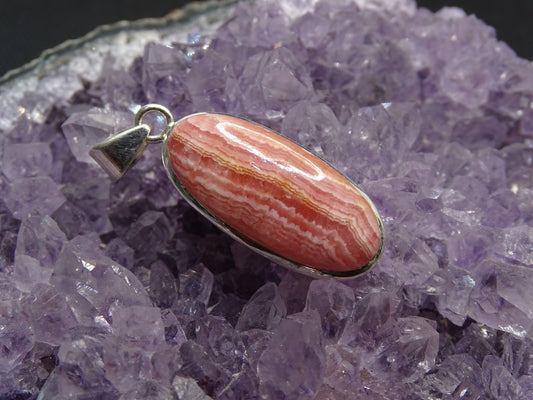 Pendentif Rhodochrosite Argent 925 - Pendentifs - Colibri Minéraux et Bien-être